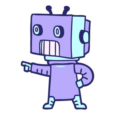 parlak neon renkli çizgi film robotu