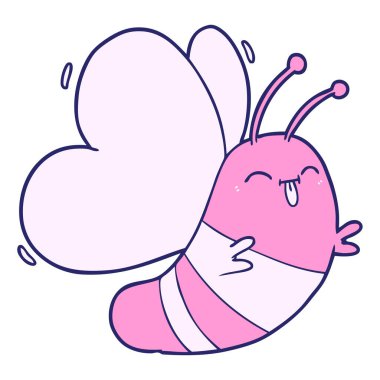 Parlak neon renkli komik kelebek.