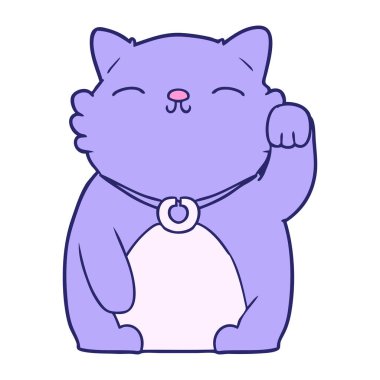 çizgi film kedisi parlak neon renginde el sallıyor