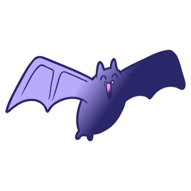 Parlak neon renkli ürkütücü çizgi film yarasası.