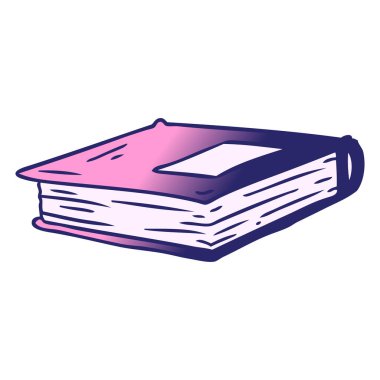 Parlak neon renkli kırmızı bir günlüğün el çizimi çizgi filmi karalaması