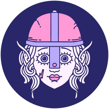 Parlak neon renkli elf savaşçı karakter simgesi