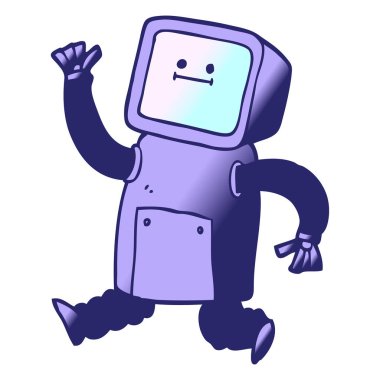 parlak neon rengi ile çalışan vektör gradyan çizim robotu