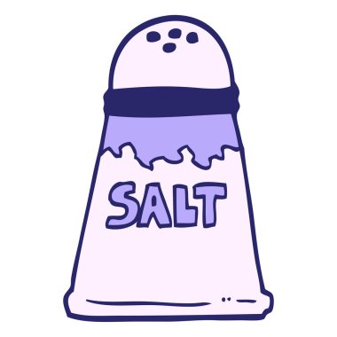 El çizimi çizgi film gibi parlak neon renkli tuzluk.