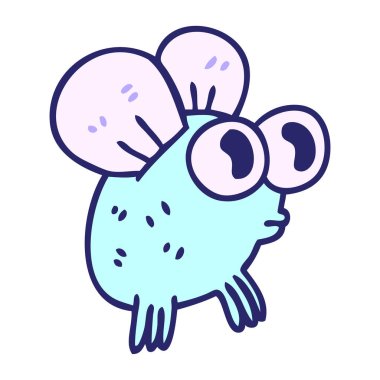 El çizimi tuhaf çizgi film parlak neon renginde uçar