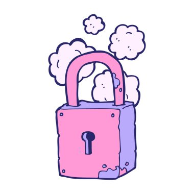 parlak neon renginde paslı kilit