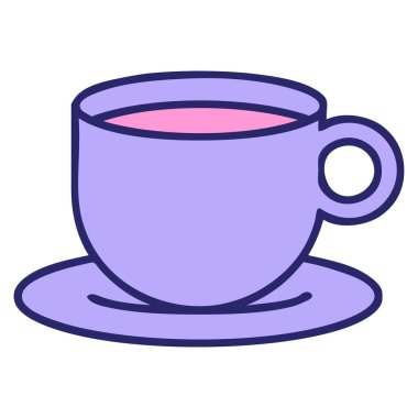 Parlak neon renkli bir fincan kahvenin ikonik dövme görüntüsü