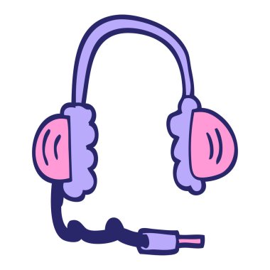 çizgi film karalama kulaklıkları parlak neon renginde