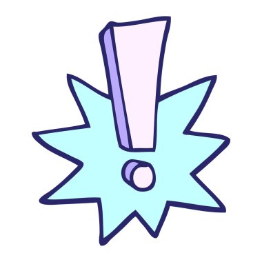 Parlak neon rengi ile el çizimi çizgi film ünlem işareti