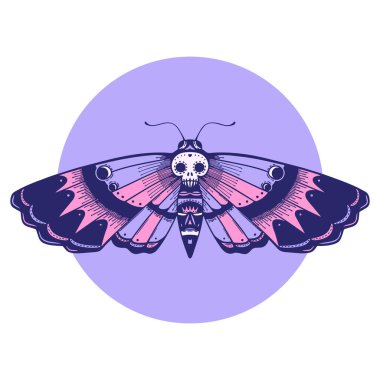 Ölüm baş güve tasarımı parlak neon rengi