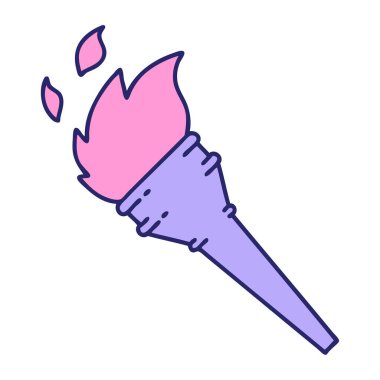 Parlak neon rengi yanan bir meşalenin ikonik dövme şekli