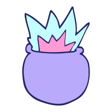 çizgi film karalaması parlak neon renginde patlayan kazan