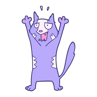 parlak neon renkli panikleyen kedi çizgi filmi