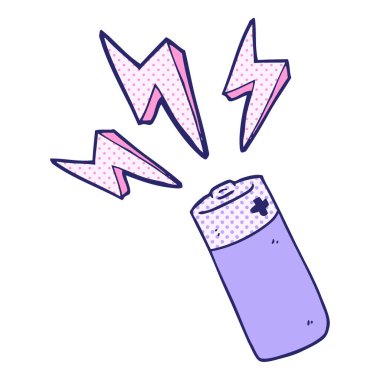 Parlak neon renkli karikatür bataryası çizildi