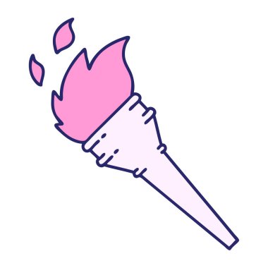 parlak neon renginde geleneksel bir meşale dövmesi