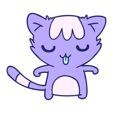 parlak neon renkli bir kawaii şirin rakunun karikatür çizimi