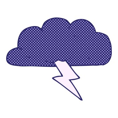 Parlak neon renginde serbest çizilmiş karikatür gökgürültüsü bulutu