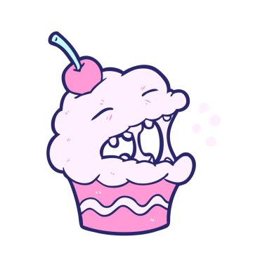 Parlak neon renkli komik bir kek.