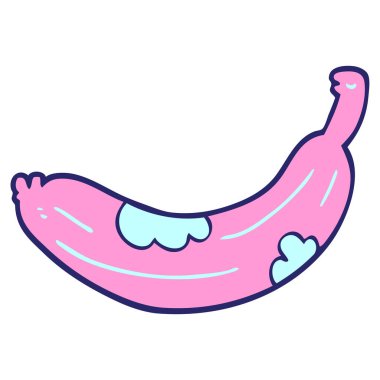 çizgi film karalaması parlak neon renginde muza dönüşüyor