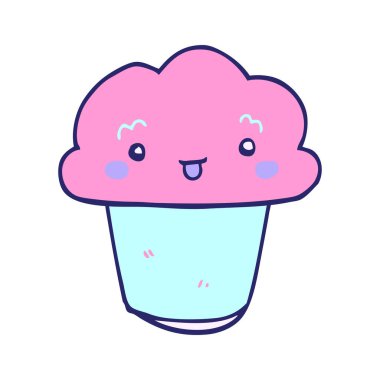 Yüzü parlak neon renkli çizgi film keki.