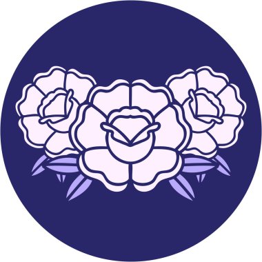 Parlak neon renkli bir buket çiçeğin ikonik dövme görüntüsü