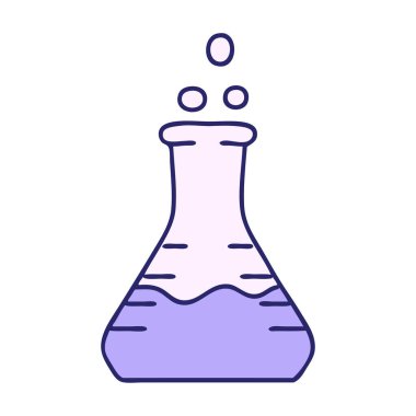 parlak neon renkli köpüren kimyasal iksir şişesinin karikatürü