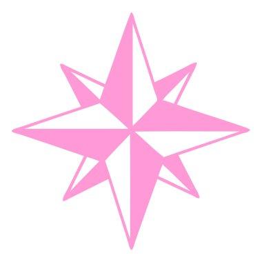 parlak neon renkli bir yıldızın siyah çizgi şeklinde dövmesi