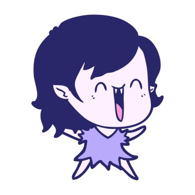 Sevimli çizgi film mutlu vampir kız parlak neon renkli