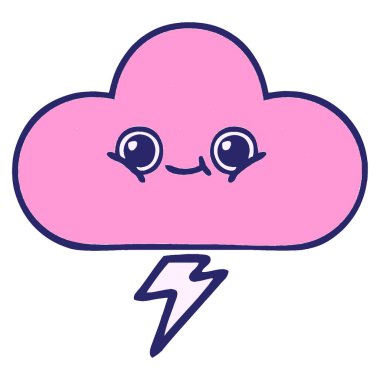 Parlak neon renkli bir fırtına bulutunun çizgi filmi.