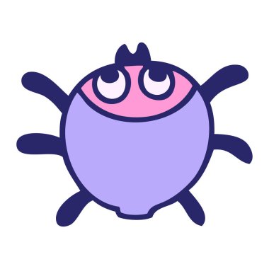 Parlak neon renkli el çizimi garip çizgi film böceği.