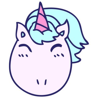 Parlak neon rengi tek boynuzlu at el çizimi.