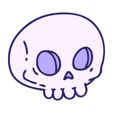 parlak neon renkli ürkütücü bir cadılar bayramı kafatası karikatürü