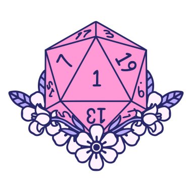 Retro Dövme Biçimi Doğal Zarlar Parlak neon renkli çiçek elementleriyle yuvarlanır