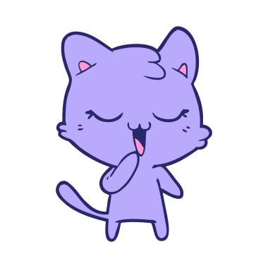 Parlak neon renkli mutlu çizgi film kedisi