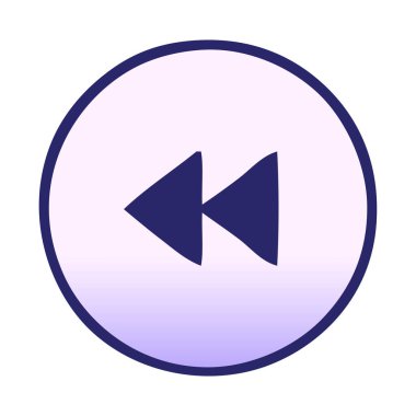 parlak neon rengi ile bir geri sarma düğmesinin gölgelendirilmiş çizgi filmi