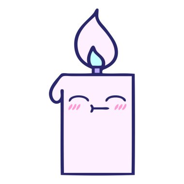 Parlak neon renkli bir mum karikatürü.