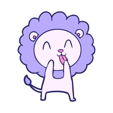 Mutlu çizgi film aslanı parlak neon renkli.