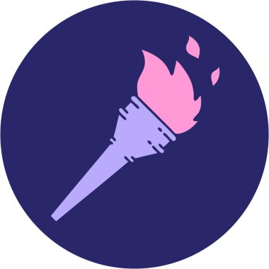 Parlak neon rengi yanan bir meşalenin ikonik dövme şekli