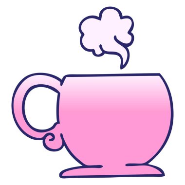 parlak neon rengi sıcak içecekle gölgelenmiş tuhaf karikatür.