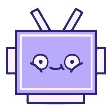 Parlak neon renkli bir robot kafası.