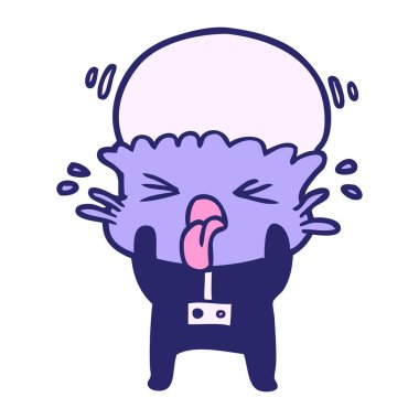 Parlak neon renkli garip bir uzaylı çizgi filmi.