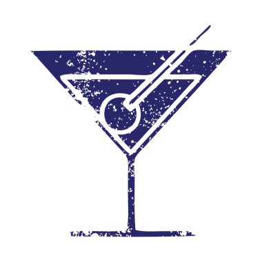 Parlak neon renkli süslü bir kokteylin sıkıntılı sembolü.