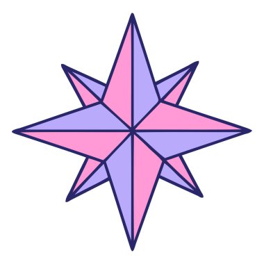 parlak neon renginde geleneksel bir yıldız dövmesi