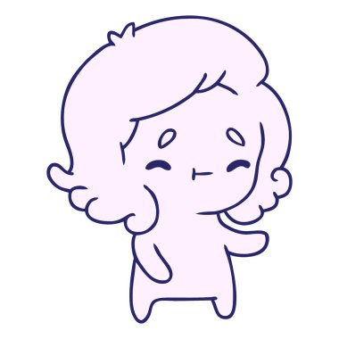 parlak neon renkli bir kawaii hayaletinin desenli çizgi film çizimi