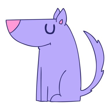 Parlak neon renkli el çizimi çizgi film köpeği.