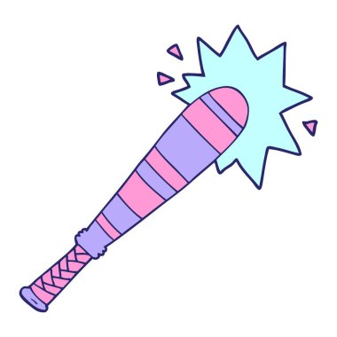 çizgi film beyzbol sopası parlak neon rengine vuruyor