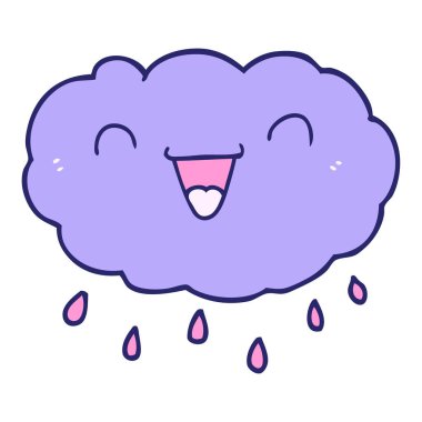 Parlak neon renkli mutlu çizgi film bulutu