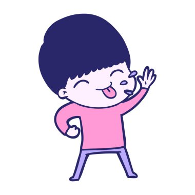 Parlak neon renkli mutlu çizgi film çocuğu