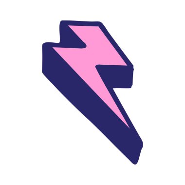 Parlak neon rengi yıldırımın ikonik dövme tarzı görüntüsü