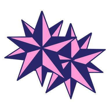 Parlak neon renkli yıldızların ikonik dövme biçimi